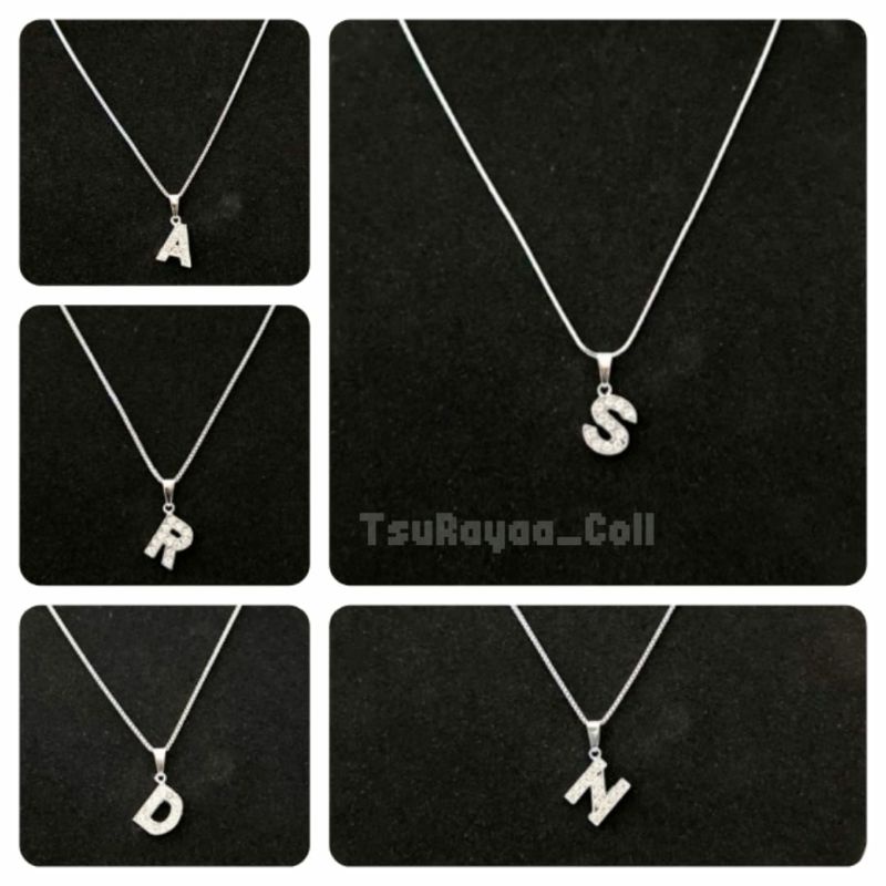 KALUNG TITANIUM INISIAL HURUF A- Z, ANTI KARAT, TIDAK LUNTUR