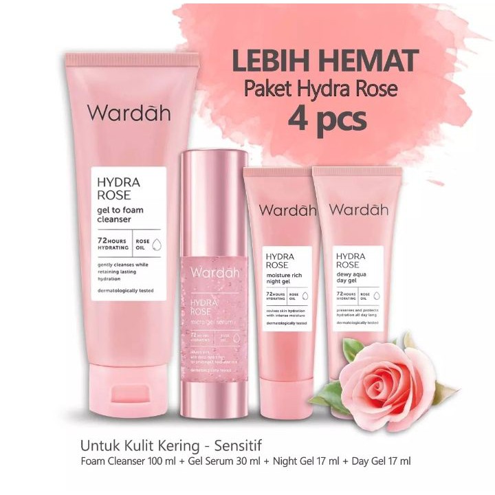 Paket Wardah Hydra Rose Series 1 paket 4in1