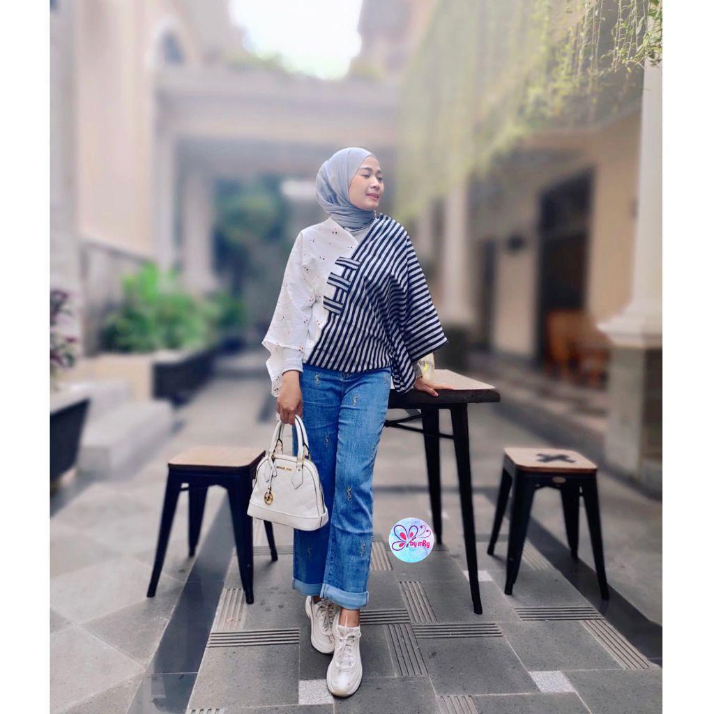 Blouse Batik Solo by Butik Batik Solo Bahan Batik Jumput mix Lurik ORI kode BLOUSE BATIK JUMPUT LURI