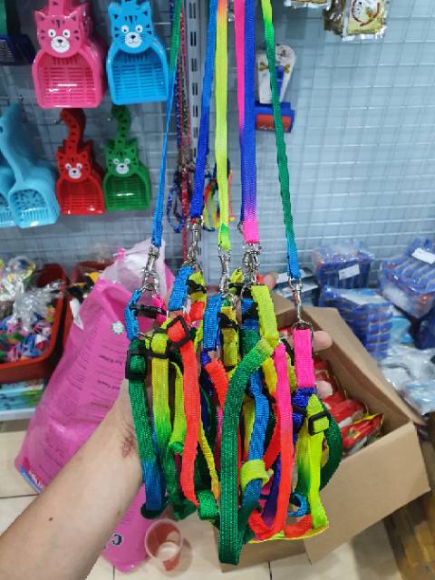 Harness untuk Kucing 120cm /Anjing Tebal / Tali tuntun RAINBOW GEPENG