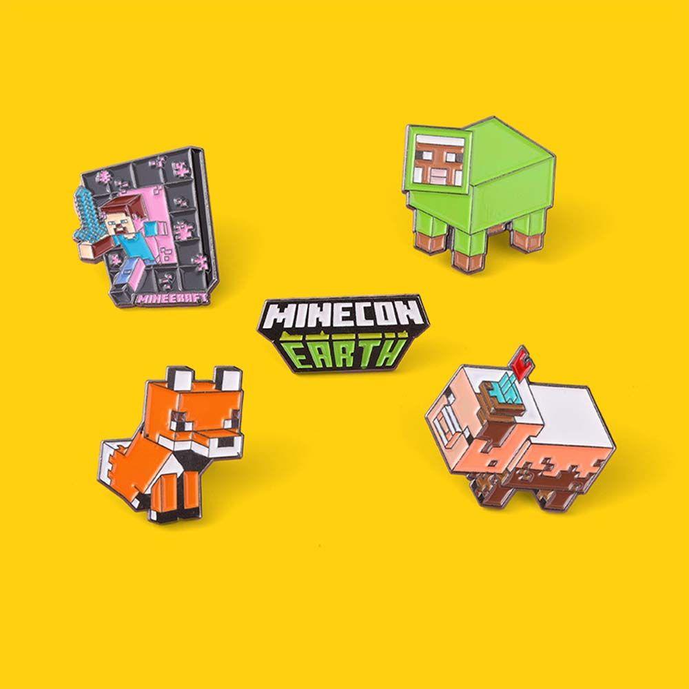 Mxbeauty Game My World Hadiah Lucu Untuk Anak-Anak Puzzle Mainan Perhiasan Aksesoris Batu Bata Karakter Permainan Lencana Pin Bros Pin