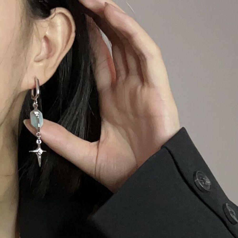 Needway Cross Bintang Menjuntai Anting Trendi Kepribadian Tidak Biasa Elegan Tidak Teratur Perempuan Berlian Temperamen Indah Wanita Stud Earrings