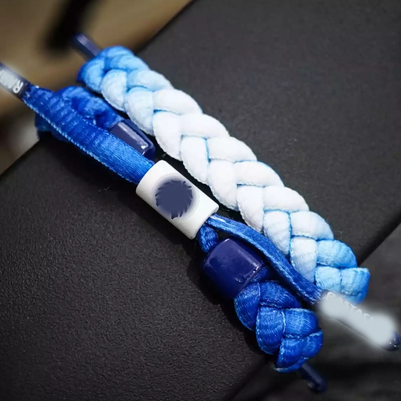 BRACELET GELANG TALI KAIN PRIA BASKET SILVER SOX RAS BLUE WHITE IOP