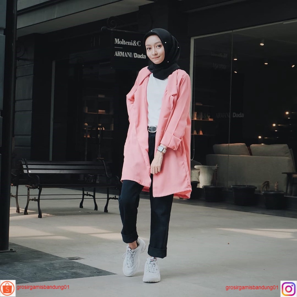 Kyora Outer Blazer | Baju Atasan Wanita Outer Blazer Polos | Outer Oversize Besar | Baju Luaran Wani