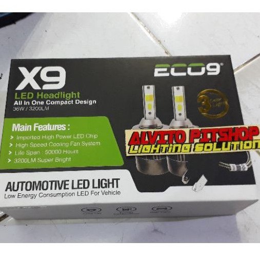 Led Foglamp H11 X9 Eco9 3 Warna - Lampu Led Mobil H11 H16 H8