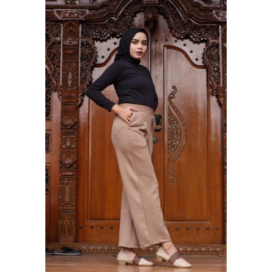3A Fashion - Celana Kulot High Waist Scuba Premium Pinggang Full Karet