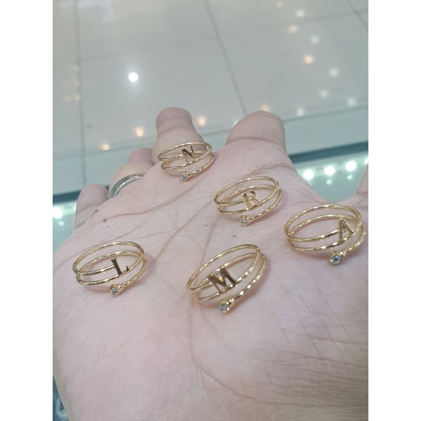 cincin spiral inisial emas terbaru