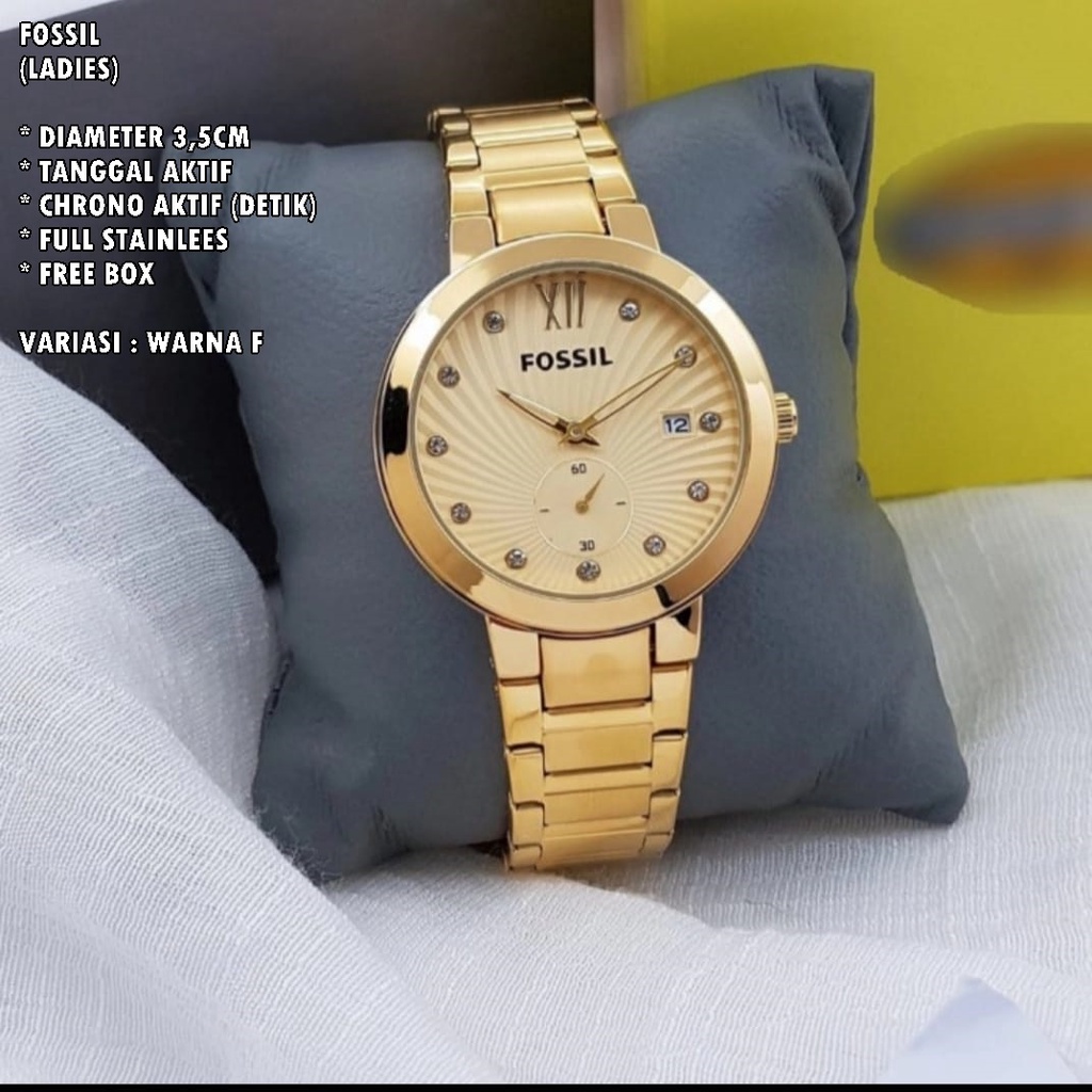 JAM TANGAN WANITA FASHION RANTAI BODY BULAT TANGGAL &amp; CHRONO AKTIF