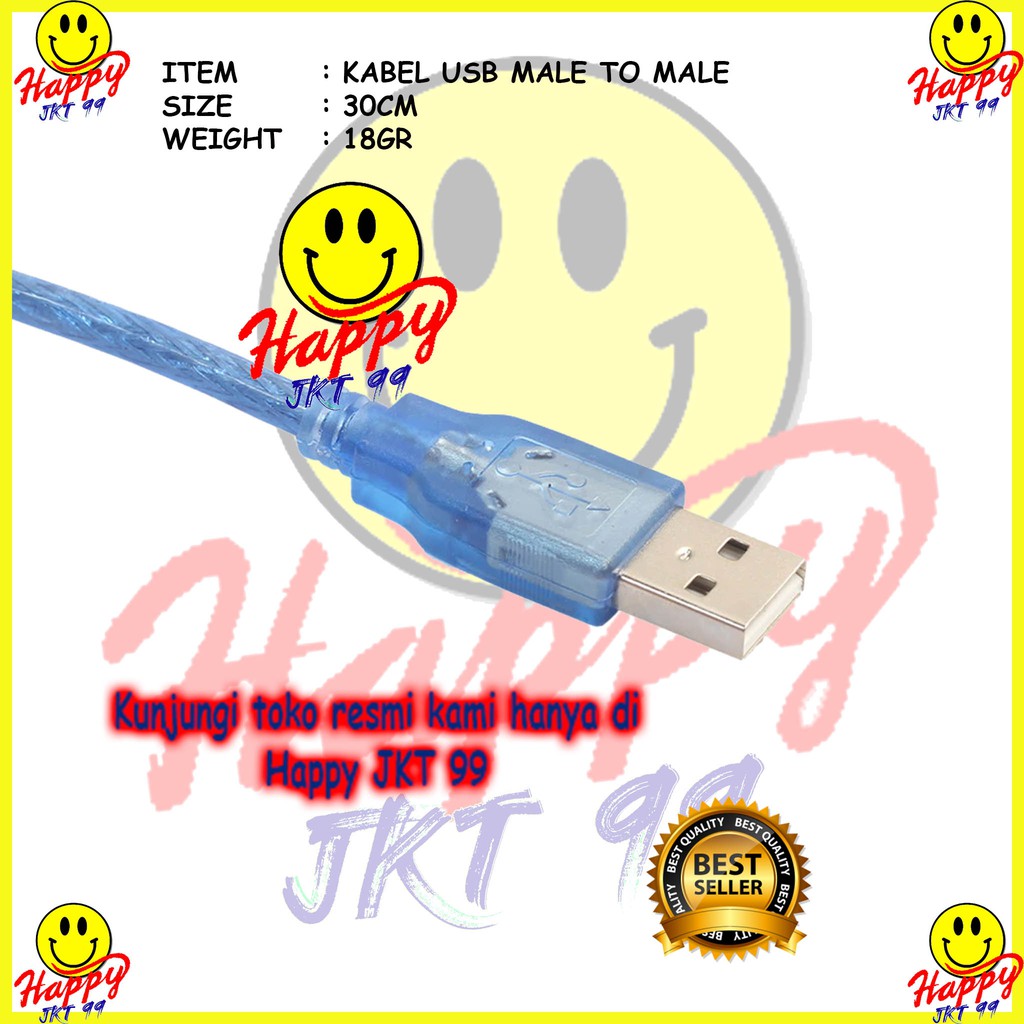 [ HAPPY JKT 99 ] KABEL USB MALE TO MALE 30CM