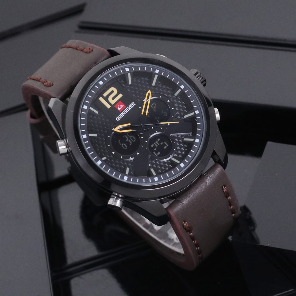 JAM TANGAN PRIA COWOK QUIKSILVER ANALOG DIGITAL STRAP KULIT