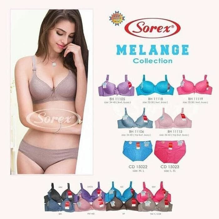 bra sorex melange tanpa kawat busa tipis kait 2 kode 11115