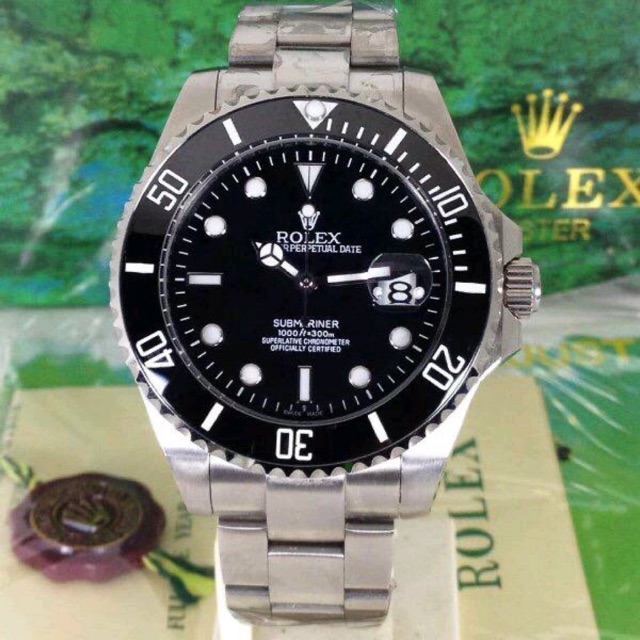 Jam Pria Rolex Submariner Black Silver Automatic Clone Japan