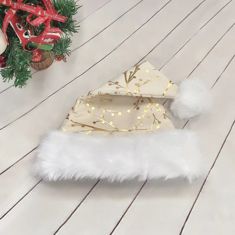 Topi Santa Natal Bahan Plush Untuk Unisex