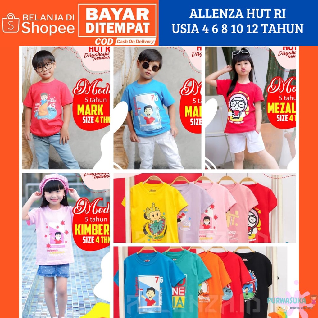 ALLENZA.ID KAOS ANAK EDUKASI TEMA BUDAYA INDONESIA BAJU ANAK LAKI-LAKI&PEREMPUAN USIA 2-10 T