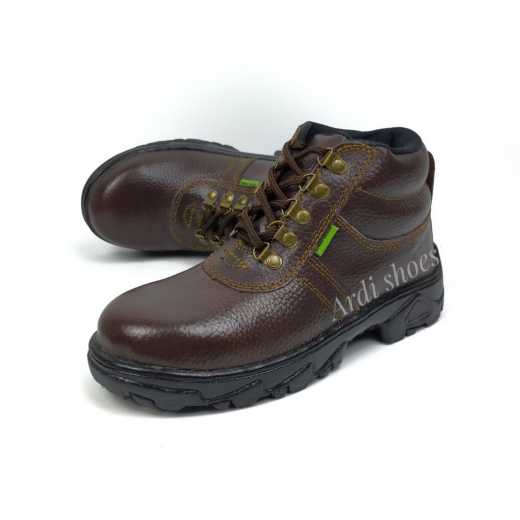 Sepatu Safety Boots Tali Pria Sepatu Sefty Cowok Sepatu kerja Septi Kulit Sapi Asli Ujung Besi 804