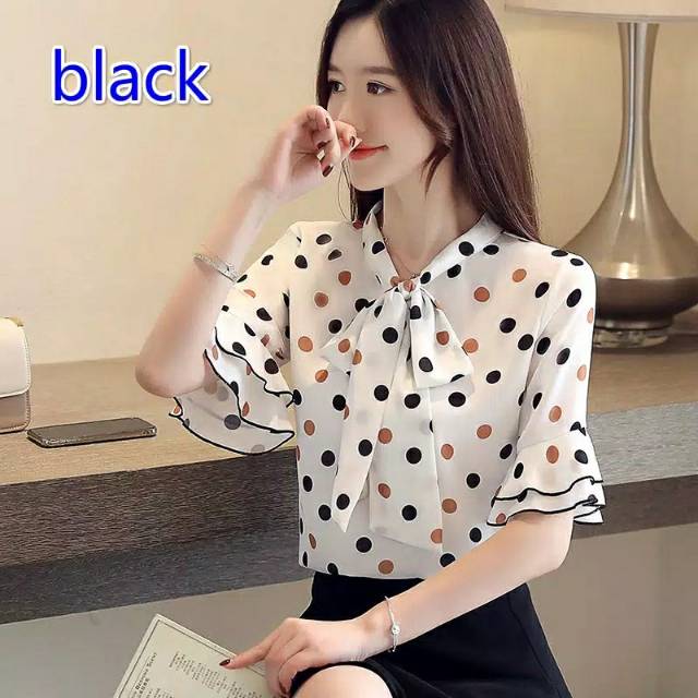 Baju wanita import blouse korea sifon Blus Casual Wanita Korea untuk Musim Panas