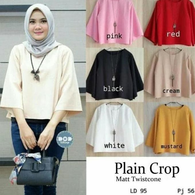 KUALITAS BAGUS FASHION PAKAIAN WANITA PLAIN CROP BLOUSE PAKAIAN FASHION WANITA FREE ONGKIR..