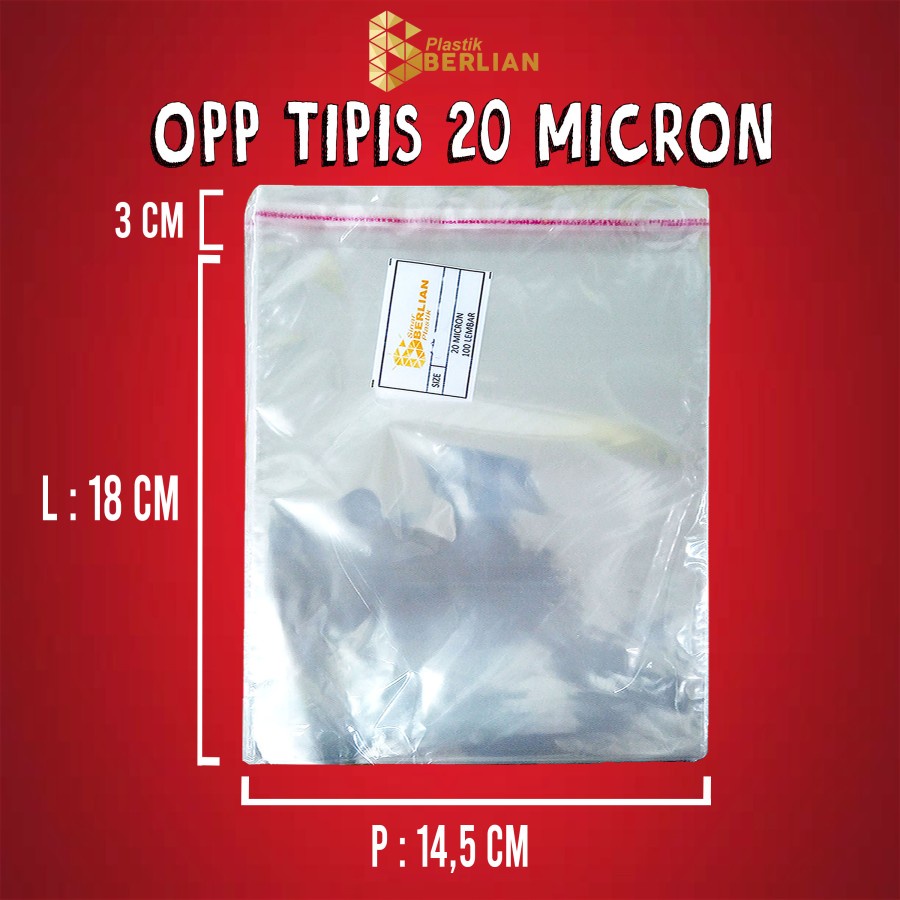 

14,5 x 18 cm Plastik OPP TIPIS (100 lbr) (lem/seal)