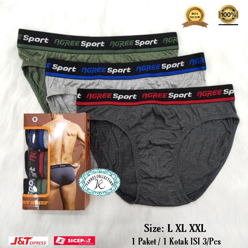 CD Pria/Sempak Pria Agree Sports/CD Pria Dewasa L XL XXL/CD Katun