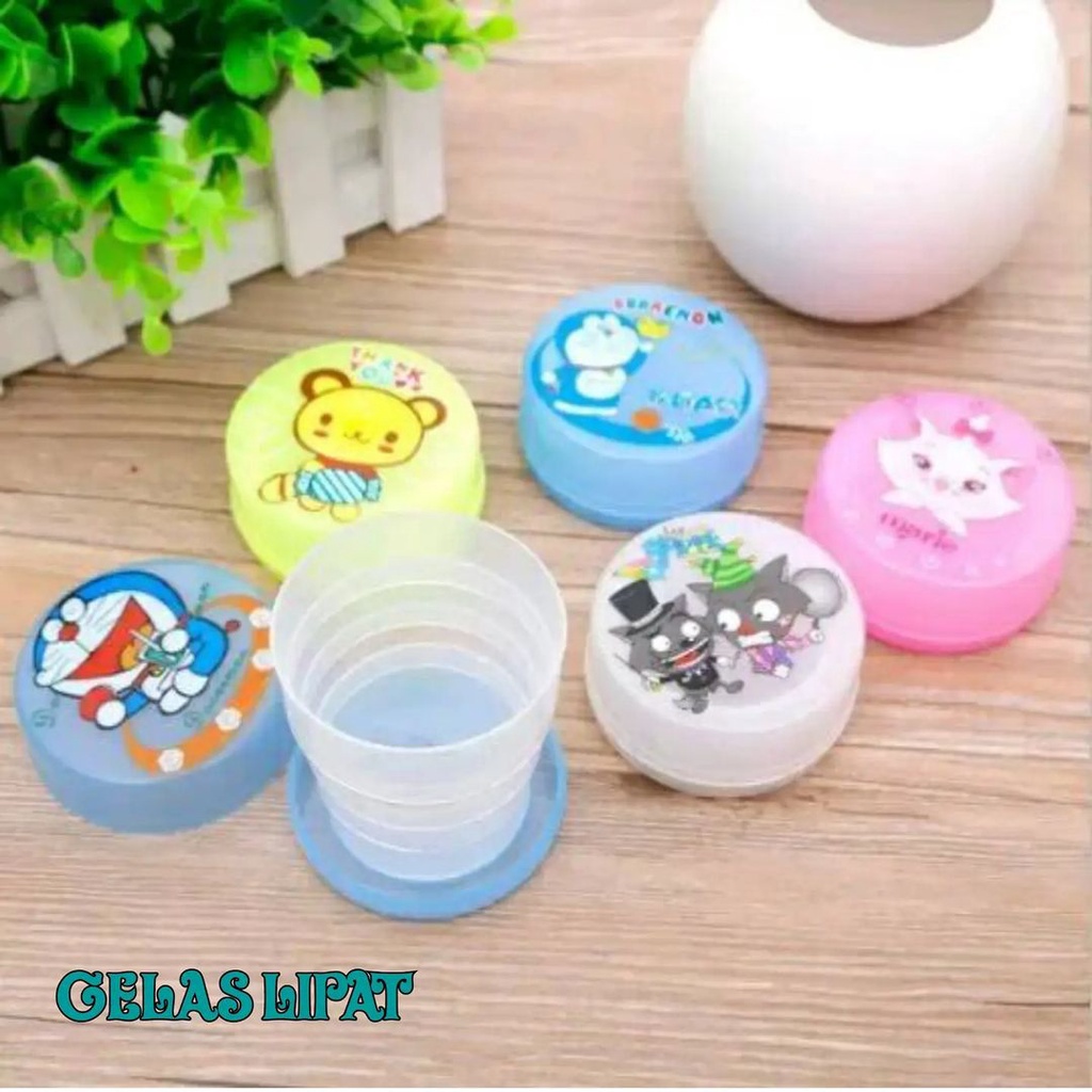 (FO)gelas lipat mini portable//cup plastik tempat minum lipat