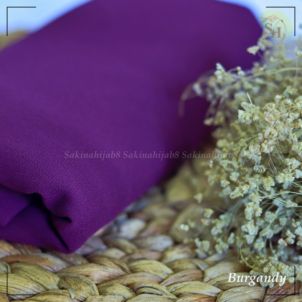 PROMO Pashmina Ceruty Babydoll 200x75 cm jahit tepi CHAPTER1-Burgandy
