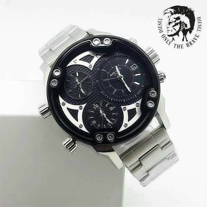 Jam Tangan Pria / Cowok Diesel X Man Rantai Silver Black