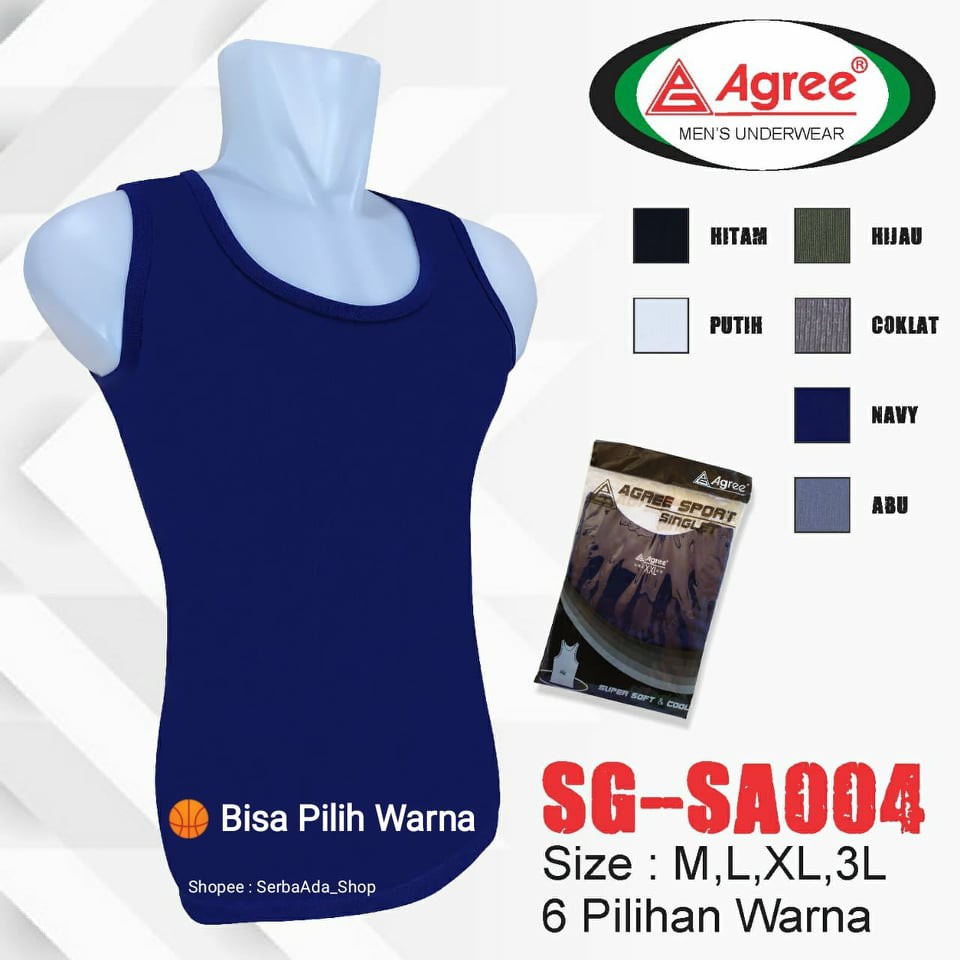 Singlet Agree Size M - XXL Kaos Dalam Pria SG SA 004