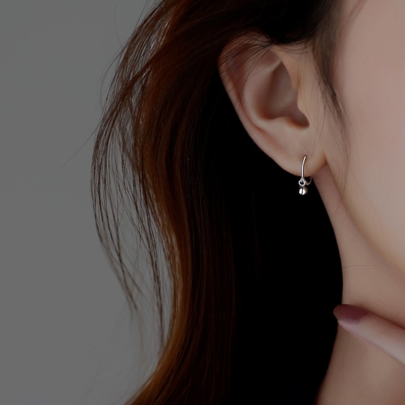 Papaozhu Korea Gaya S925 Perak Bola Kecil Hoop Anting Untuk Wanita Perempuan Hypoallergenic Lucu Little Earring Pick Gratis Telinga Perhiasan