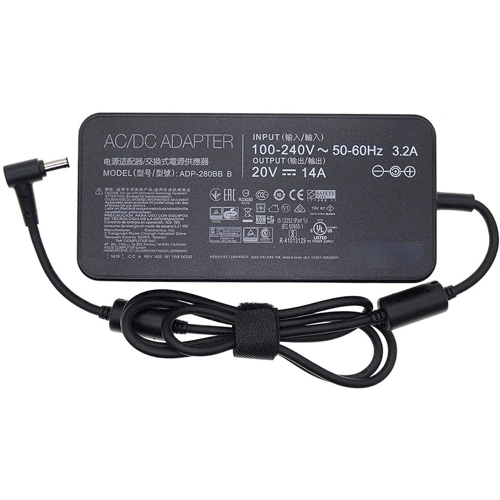 280W AC Charger UNTUK Asus ROG Strix GL702ZC S7ZC Republic Of Gamers ROG G703GI G703GS G703GX G703GXR G703GX-EV017FR G703GS-WS71 20V 14A 6.0*3.7MM