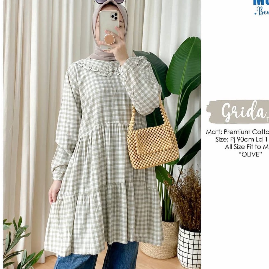 GRIDA TUNIK - ATASAN WANITA TERBARU LD 110 - BIGSIZE - TUNIK KOTAK - KOTAK PREMIUM -LONG TUNIK JUMBO