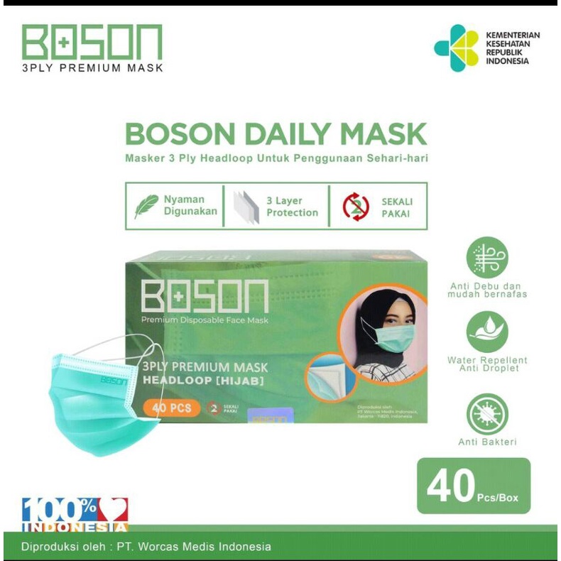 BOSON Masker Hijab 3 ply 1 karton