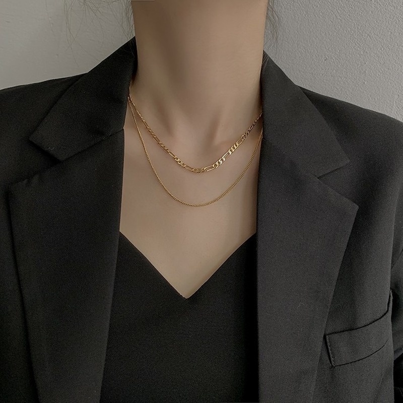 Temperament double layer niche light luxury simple stacking clavicle chain