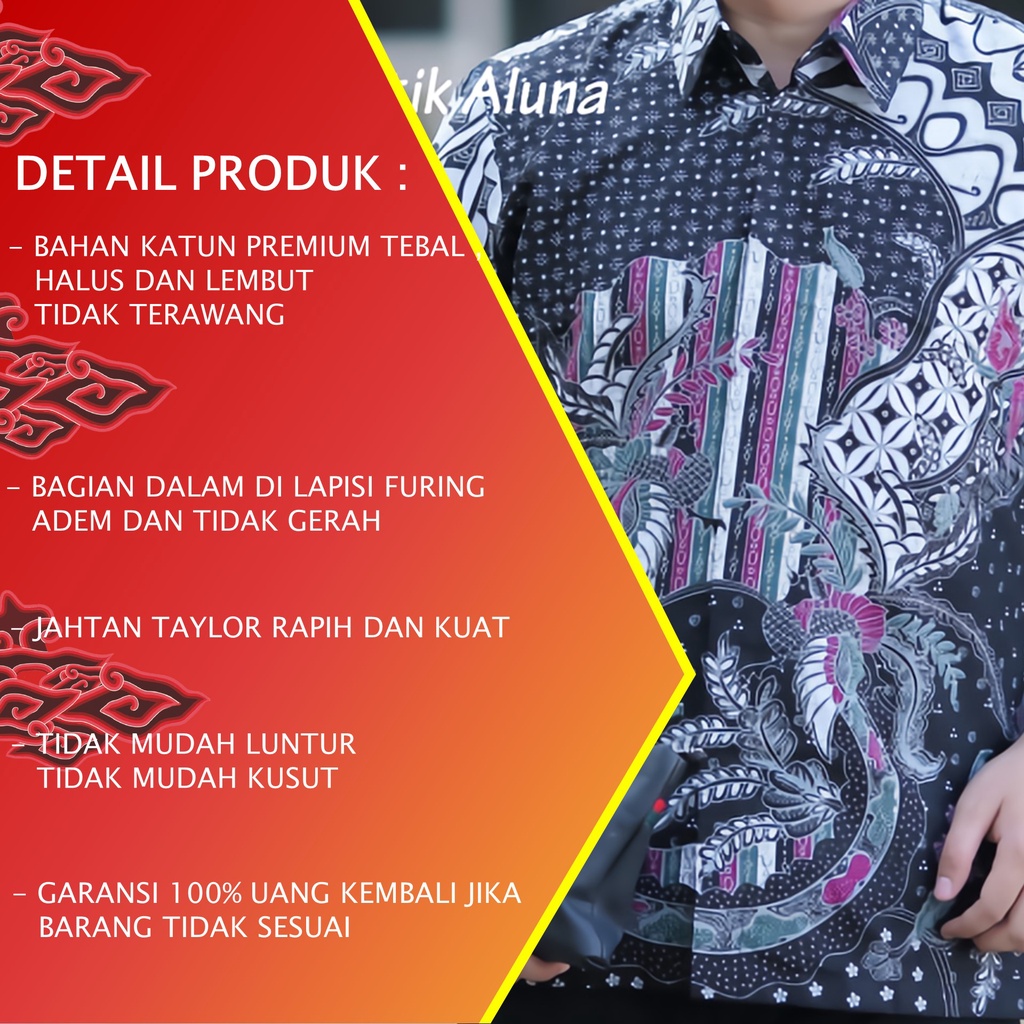 BATIK PRIA LENGAN PENDEK REGULAR PREMIUM MODERN KEMEJA BATIK PRIA REGULAR SOLO BATIK ALUNA PD 002