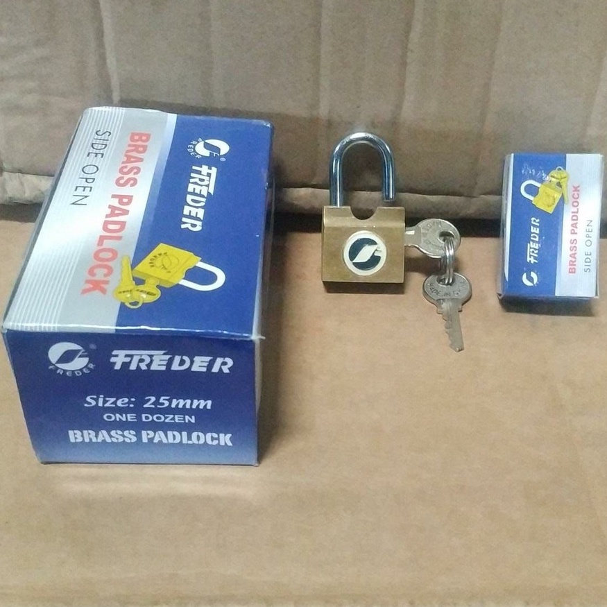 Gembok Samping Kuningan FREDER 20mm Blister - Kunci Gantung Koper Kecil 20 mm - Brass Side Padlock