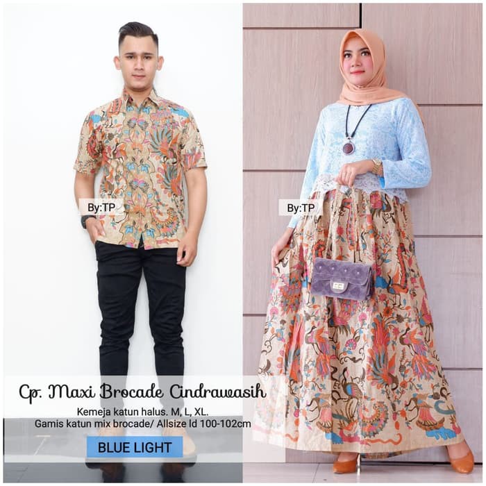 Ready Batik Couple / Batik Sarimbit Gamis Brokat Cendrawasih