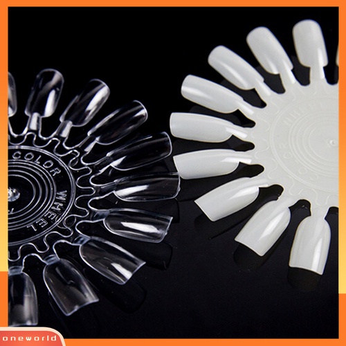 (ONWO) 10 Pcs Palet Roda Display 18 Kuku Palsu Bentuk Bulat Bahan Plastik