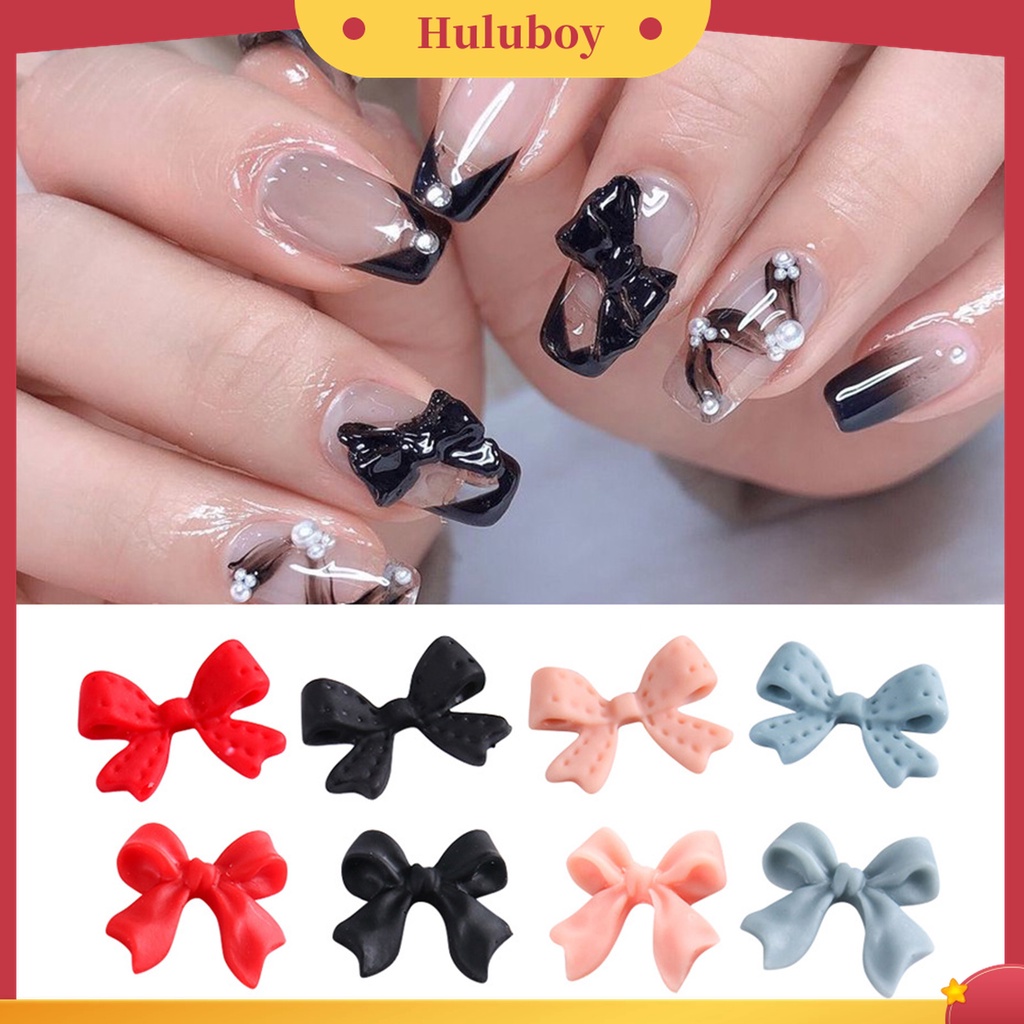 Huluboy Huluboy♡ 20pcs / Set Ornamen Pita 3D Efek Frosted Bahan Resin Warna-Warni Untuk Dekorasi Nail Art