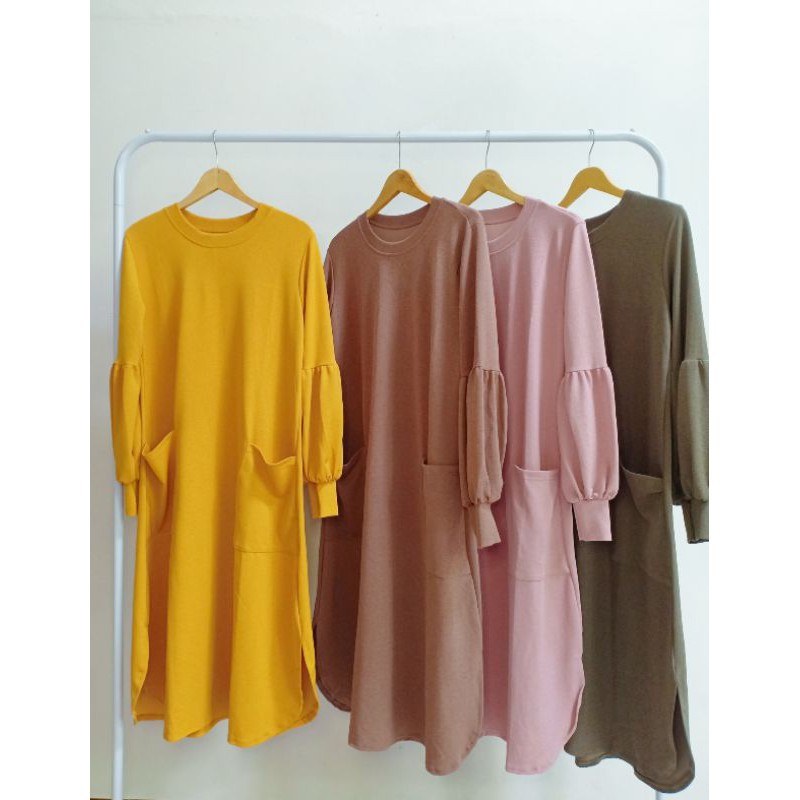 tunik rib lengan balon