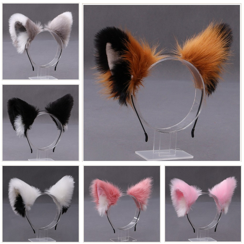 HBFC bando kuping telinga kucing bulu tebal fur ear nekomimi cat kawaii lolita headband