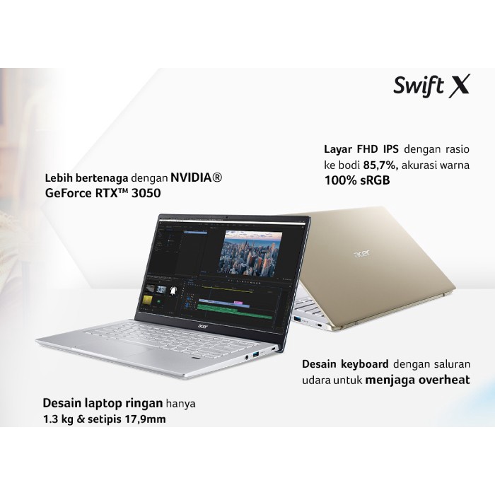 Laptop ACER SWIFT X GTX 1650 RYZEN 5 5500 FHD IPS