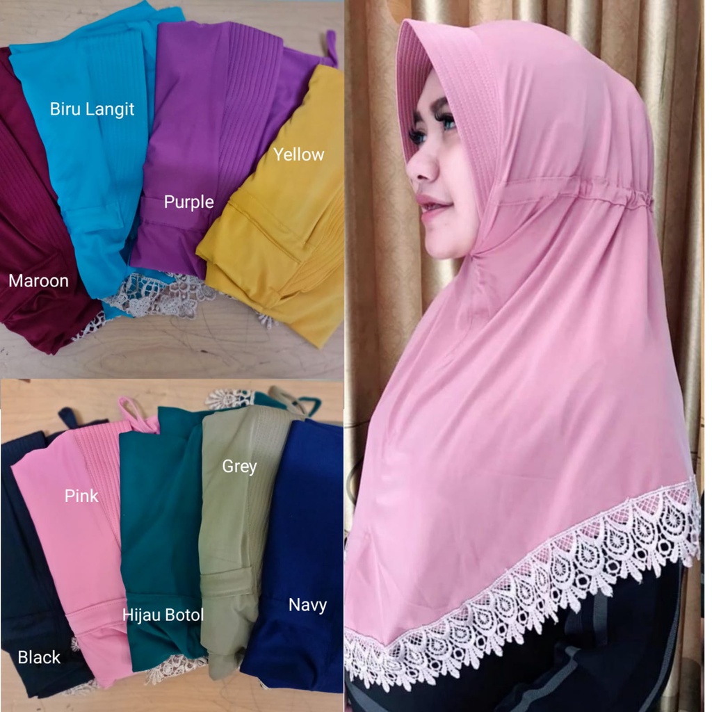 JILBAB/KERUDUNG/HIJAB INSTAN KRUDUNG SERUT RENDA KUALITAS TERLARIS  PEREMPUAN MUSLIMAH SHOLEHA