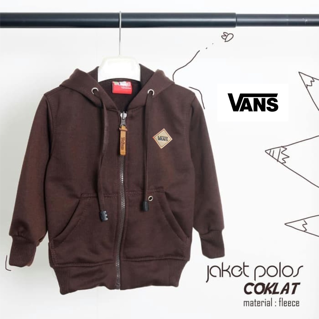 JAKET ANAK ZIPPER SWEATER HOODIE TEMPEL KULIT VANS KEKINIAN TERBARU BAHAN FLEECE USIA 2TAHUN SAMPAI 12TAHUN LAKI LAKI PEREMPUAN