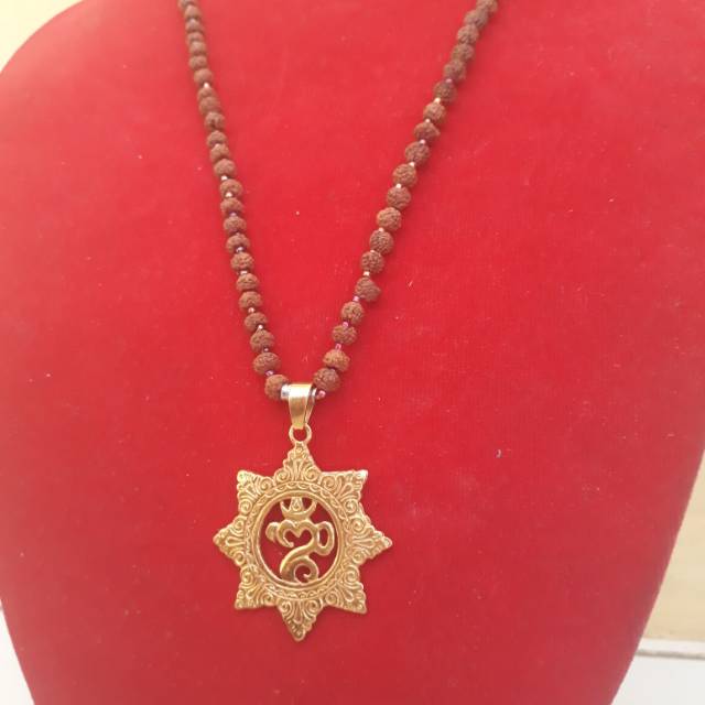 Kalung genitri rudraksa liontin om kara matahari