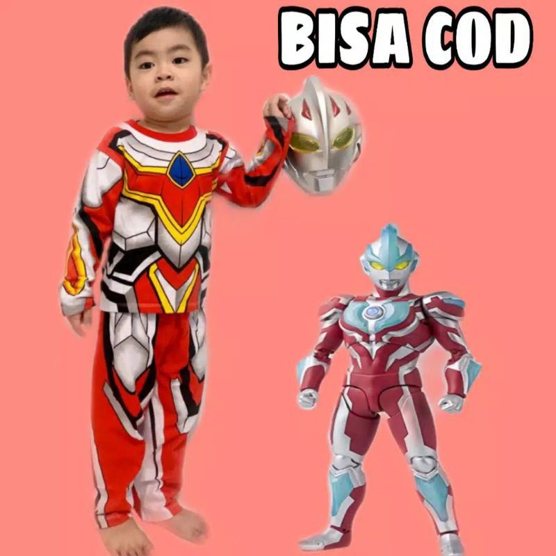 TERBARU KOSTUM BAJU ANAK ULTRAMEN PUTIH TERLARIS BISA COD GRATIS TOPENG