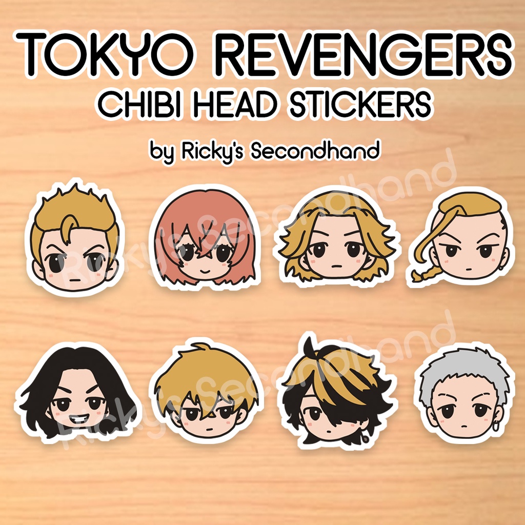 8pcs Tokyo Revengers Stickers Set by Ricky's Secondhand - Stiker Waterproof Anti Air Toman Manji Gang Chibi Sticker Mikey Sano Manjiro Draken Ryuuguuji Ken Chifuyu Matsuno Baji Keisuke Takemichi Hanagaki Tachibana Hinata Mitsuya Takashi Hanemiya Kazutora