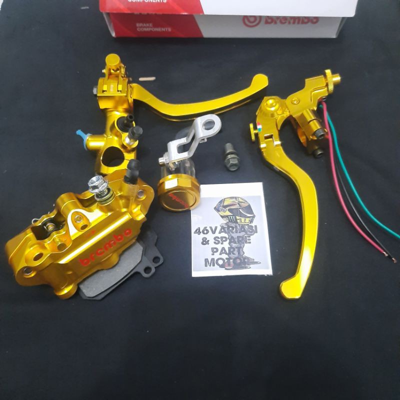 MASTER REM TABUNG 1 GOLD RCS 18 CNC SET KIRI KANAN + KALIPER MONOBLOK 4 PISTON