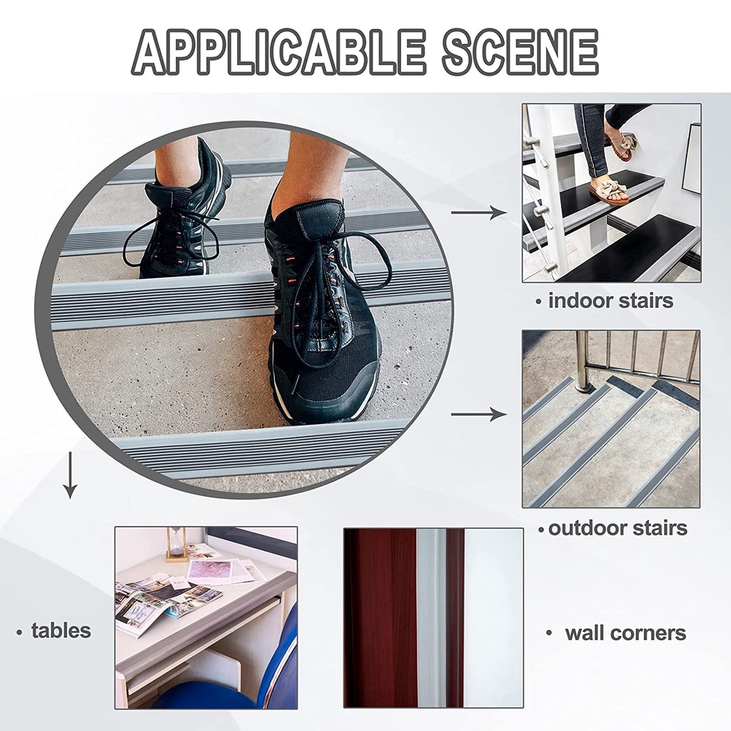 (READY STOK) COD PROMO TERMURAH step nosing karet, Lis tangga , anti slip tangga, pengaman siku tangga / Karet tangga list
