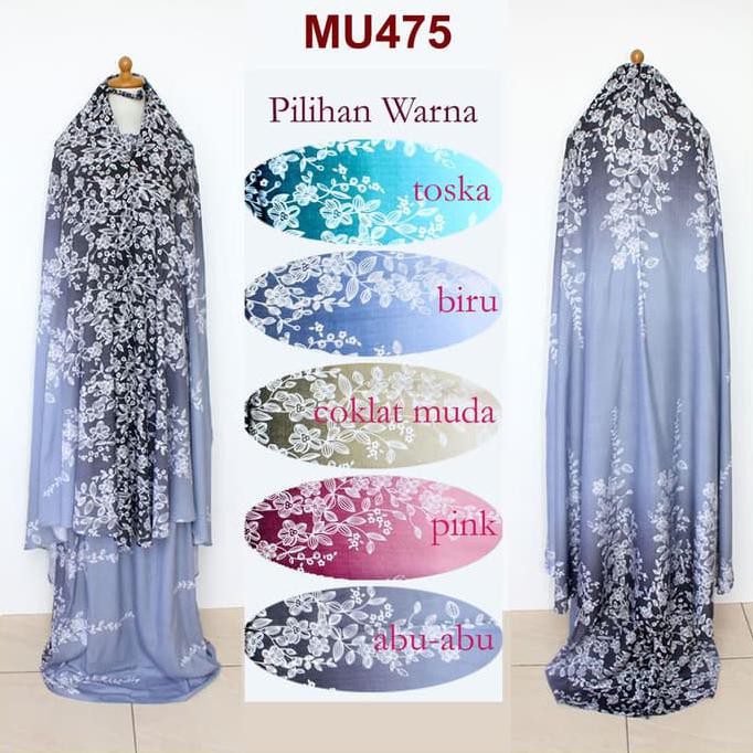Produk Bagus Mukena Bali Cantik Bunga Putih Untuk Dewasa dan Remaja MU475 - Biru HARGA RAMAH