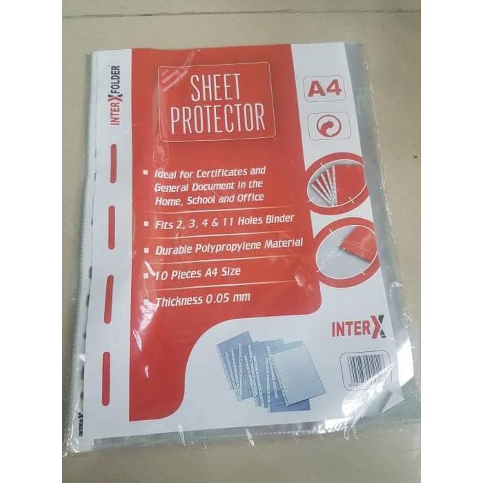 

HOT SALE PP POCKETS / SHEET PROTECTOR INTER X FOLDER CLEAR A4 (ISI 10 SHEET) Terjamin