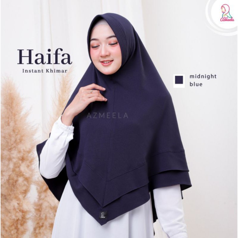 Haifa Khimar by Azmeela hijab instant simple syar'i Zara crepe pad-Midnight blue
